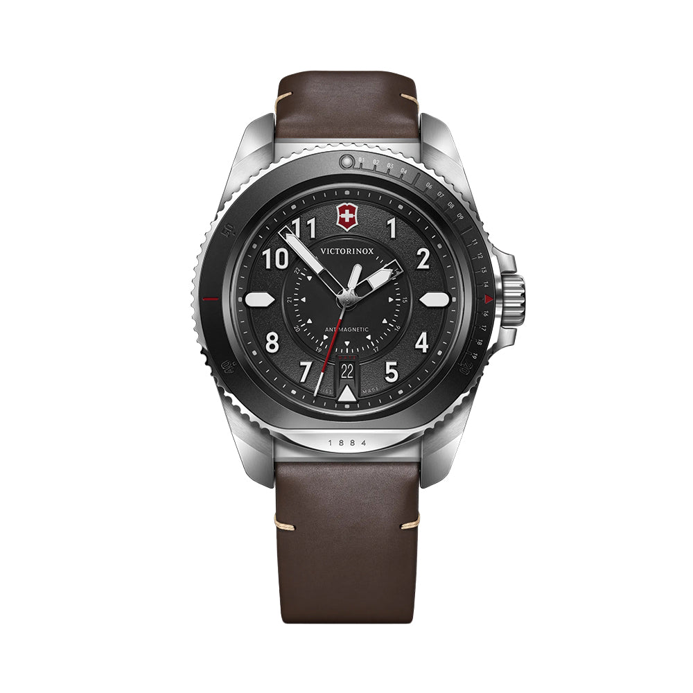 Journey 1884 Quartz 43mm - Black on Leather Strap w/ Extra Rubber Strap