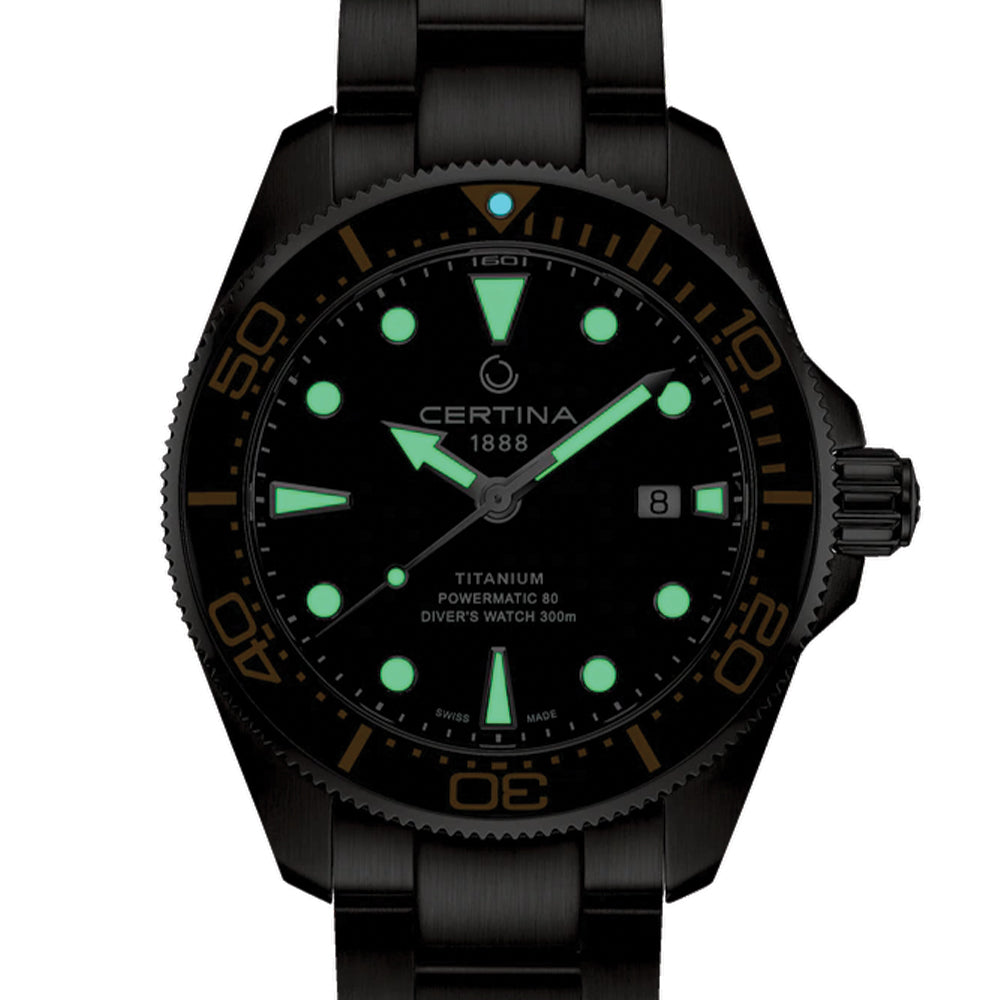 DS Action Diver Powermatic 80 Titanium 43mm - Black on Bracelet
