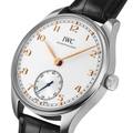 Portugieser Automatic 40mm - Silver w/ Black Accents on Leather Strap