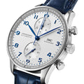 Portugieser Chronograph Blue Accents 41mm - Silver-Plated on Blue Leather Strap