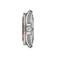 Side profile of Tissot Seastar 2000 Professional Powermatic 80 with orange rubber strap
