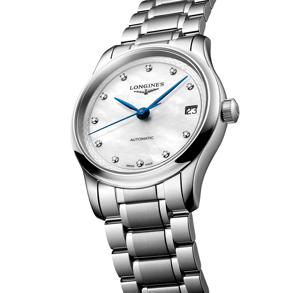 Master 34mm - White, Mother-of-Pearl, Diamond-Set on Bracelet