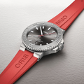 Aquis Date Relief 43.5mm - Silver on Rubber Strap