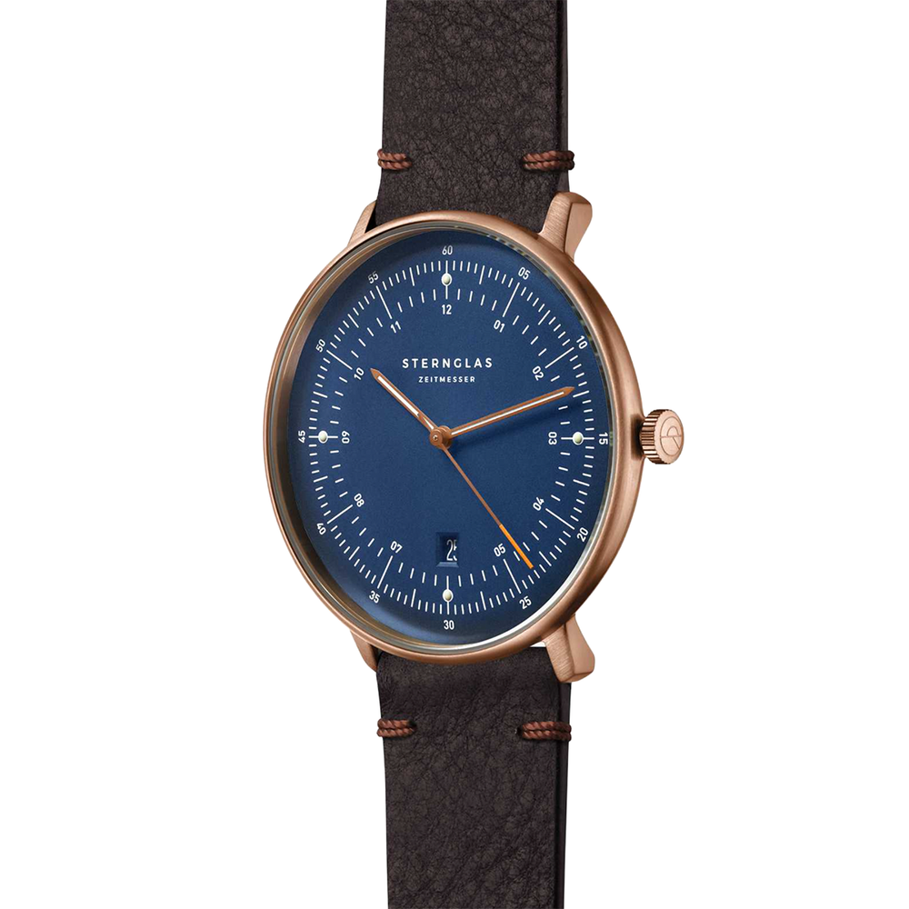 Hamburg Quartz Bronze Update 42mm - Blue on Leather Strap