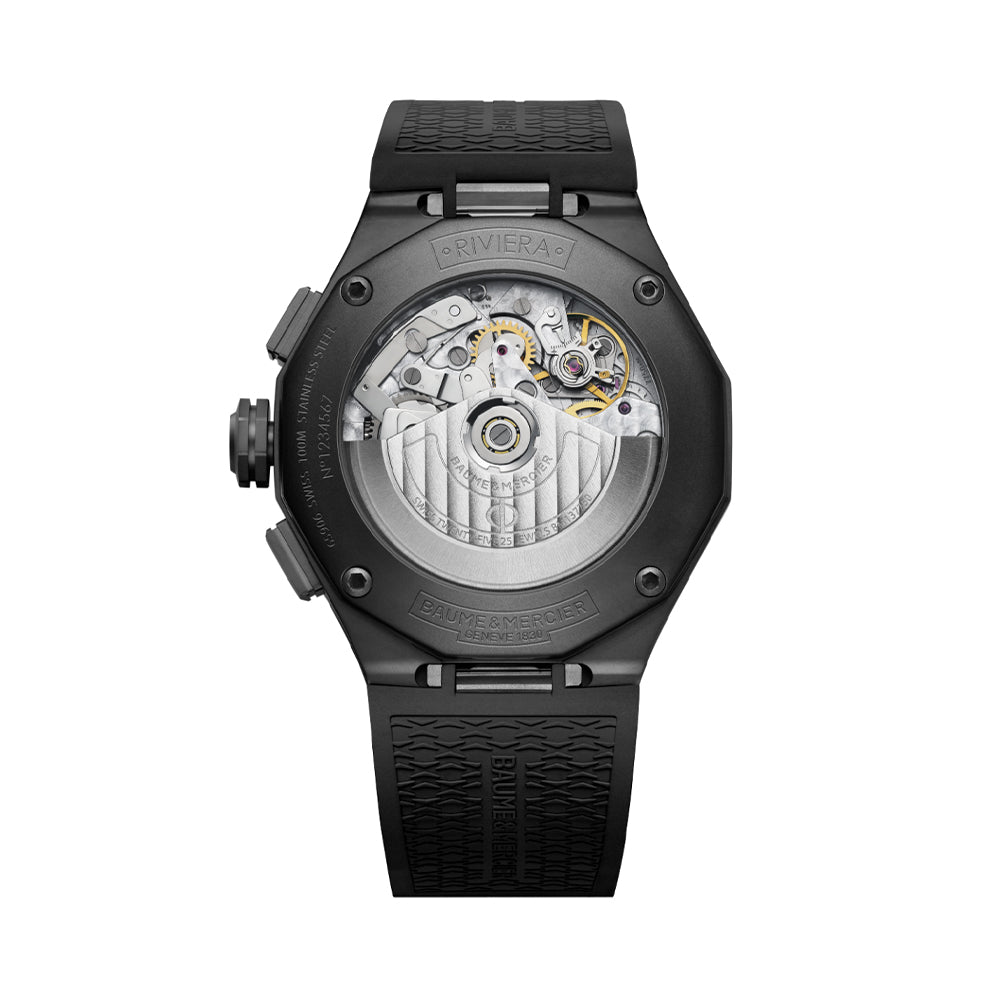 Riviera 10625 Automatic Chronograph 43mm - Black on Rubber Strap