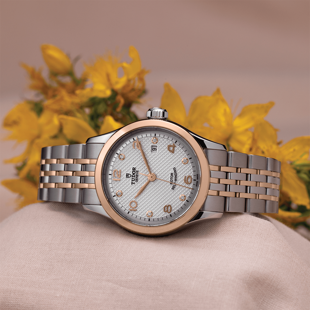1926 Rose Gold Two-Tone 28mm - Silver, Diamond-Set on Bracelet