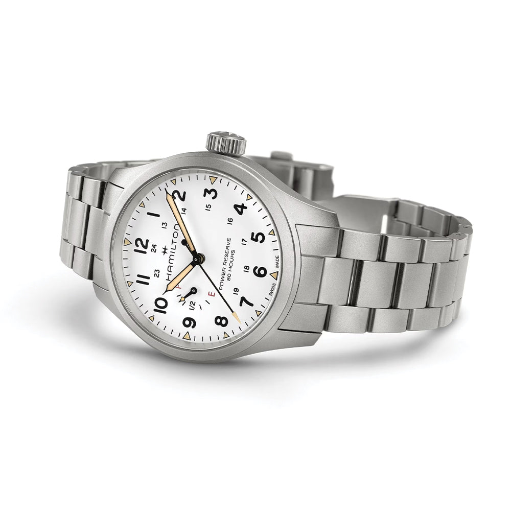 Khaki Field Mechanical Power Reserve 40mm - White on Bracelet