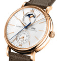 Portofino Complete Calendar 18K 5N Gold Case 41mm - Silver-Plated on Leather Strap