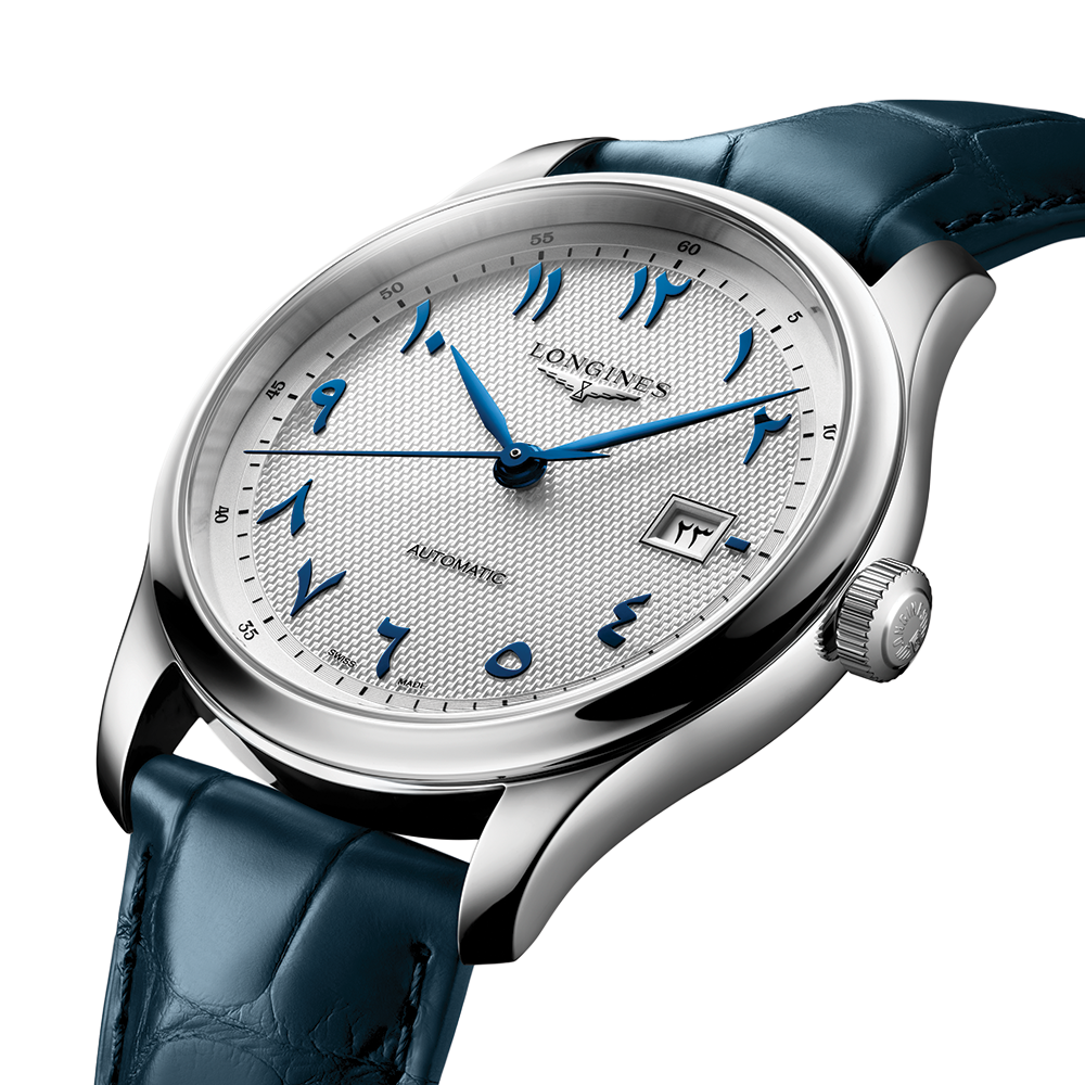 Master 41mm - Silver, Eastern Arabic Numerals on Leather Strap