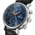 Portofino Chronograph Gold Accents 42mm - Blue on Leather Strap