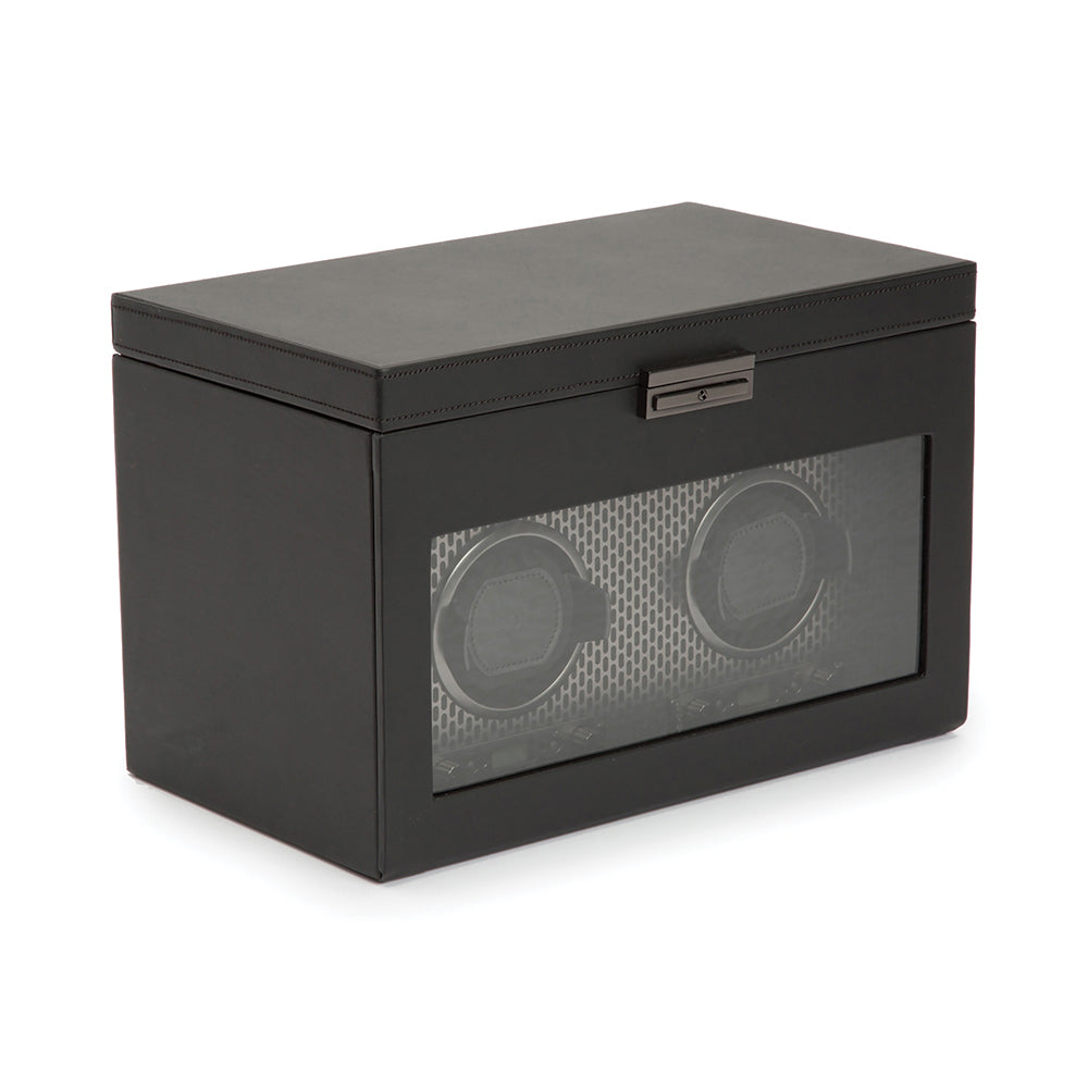 Axis Double Watch Winder With Storage - Powder Coat