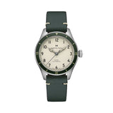 Khaki Aviation Pilot Pioneer Auto 38mm - White on Green Leather Strap