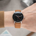 Hamburg  42mm - Black/Red on Brown Leather Strap