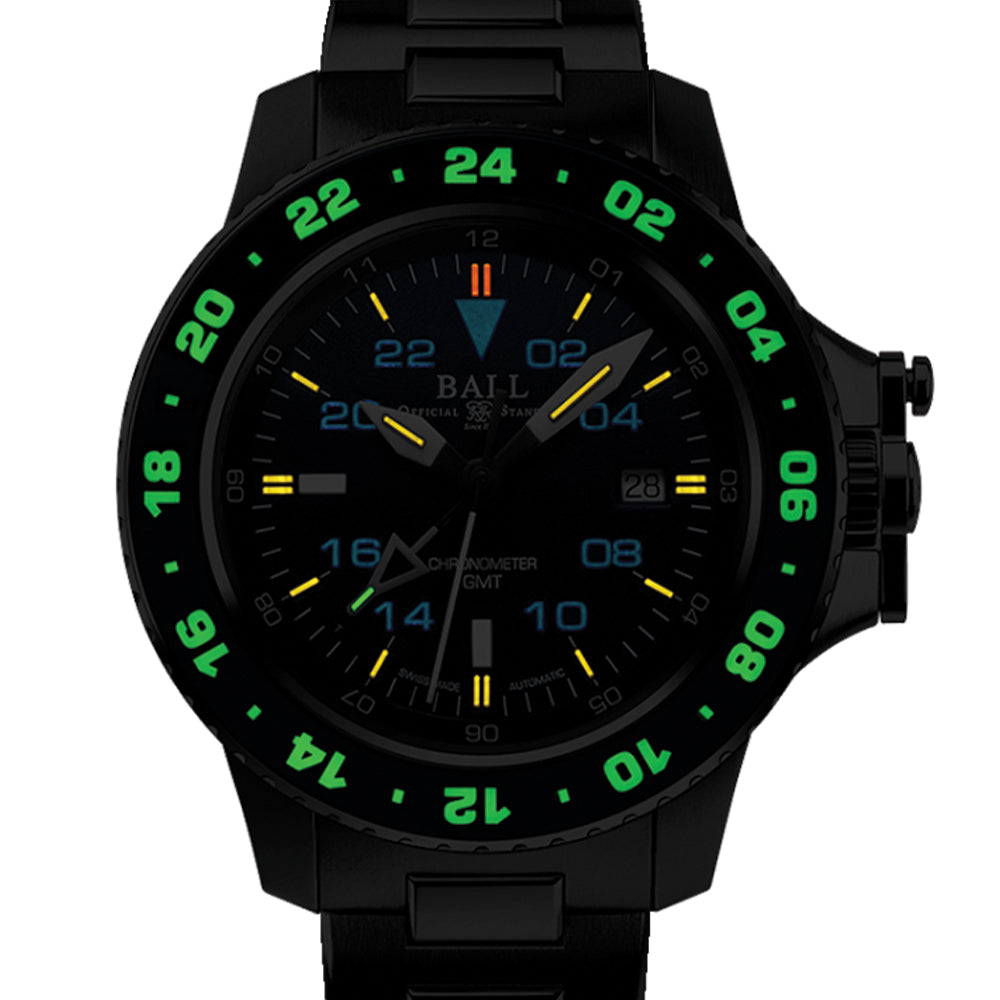Engineer Hydrocarbon AeroGMT II 42mm - Black/Blue Bezel on Bracelet
