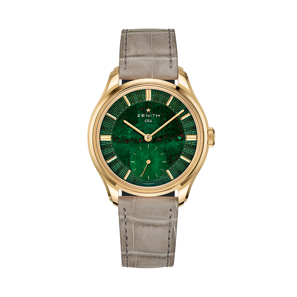 G.F.J. 18K Yellow Gold Limited Edition 39.15mm - Green on Leather Strap, and Two Additional Leather Straps or Optional Bracelet
