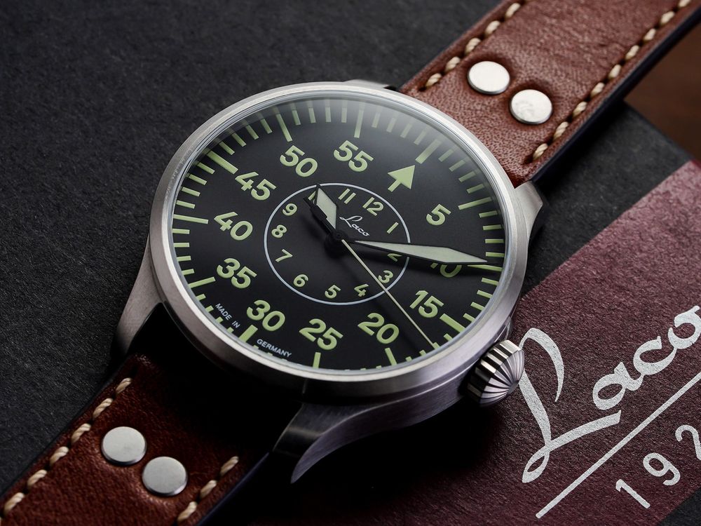 Pilot Watch Basic Aachen 42mm Black on Leather Strap Teddy