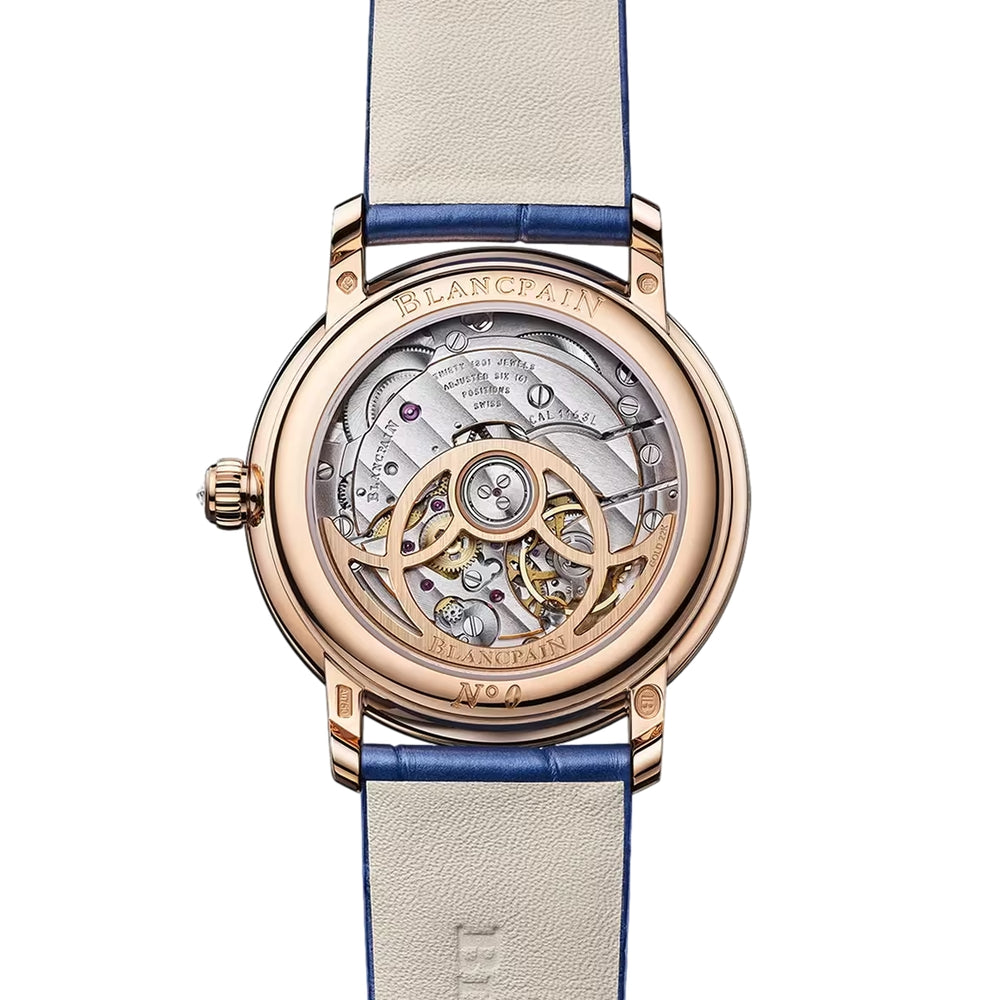 Ladybird Colors Moonphase Red Gold and Diamonds 34.9mm - White on Leather Strap