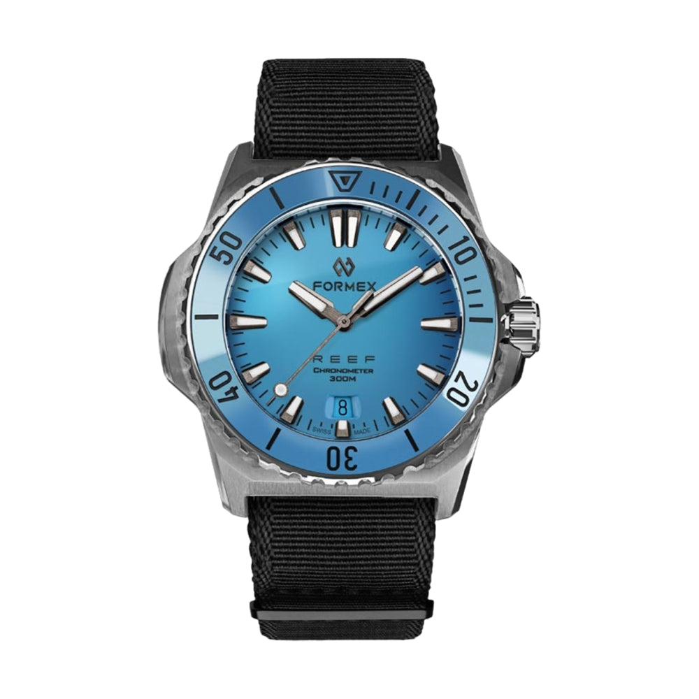 Baby REEF Automatic Chronometer COSC 300M Bahama 39.5 mm - Blue on Fabric Strap