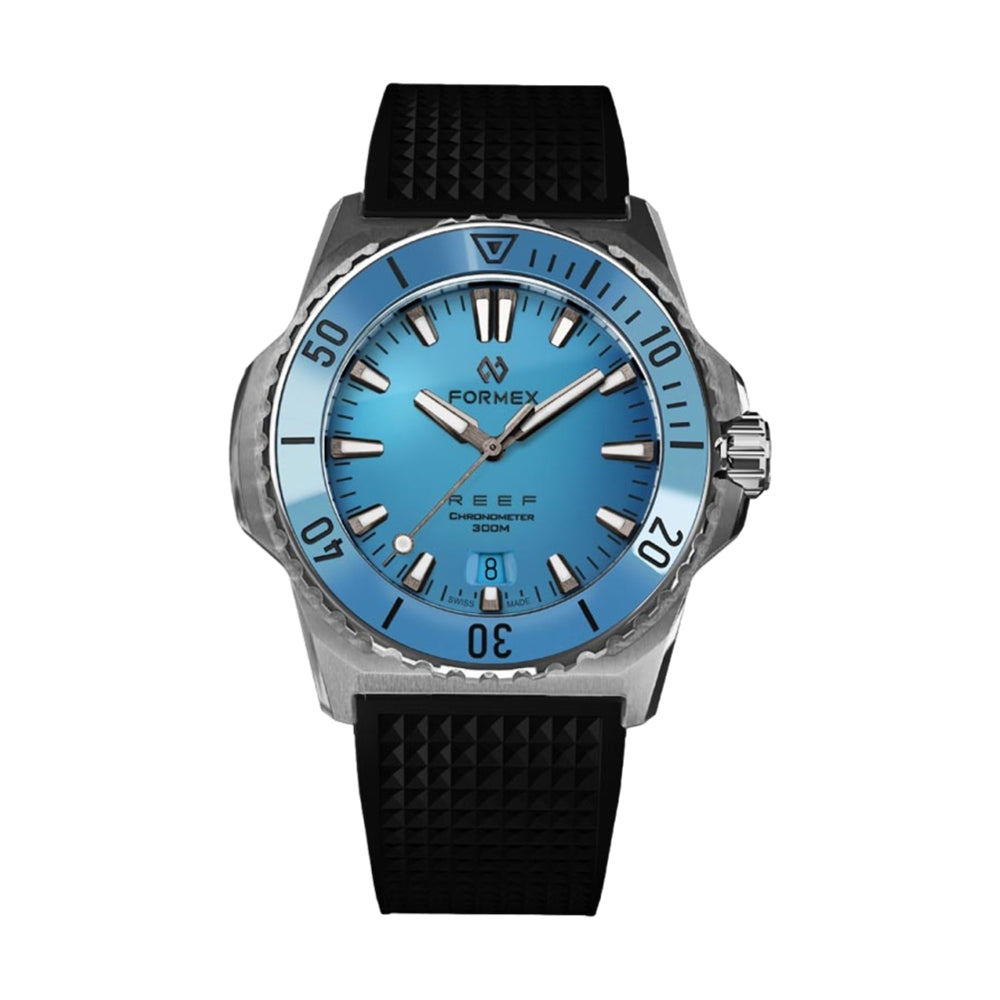 Baby REEF Automatic Chronometer COSC 300M Bahama 39.5 mm - Blue on Rubber Strap