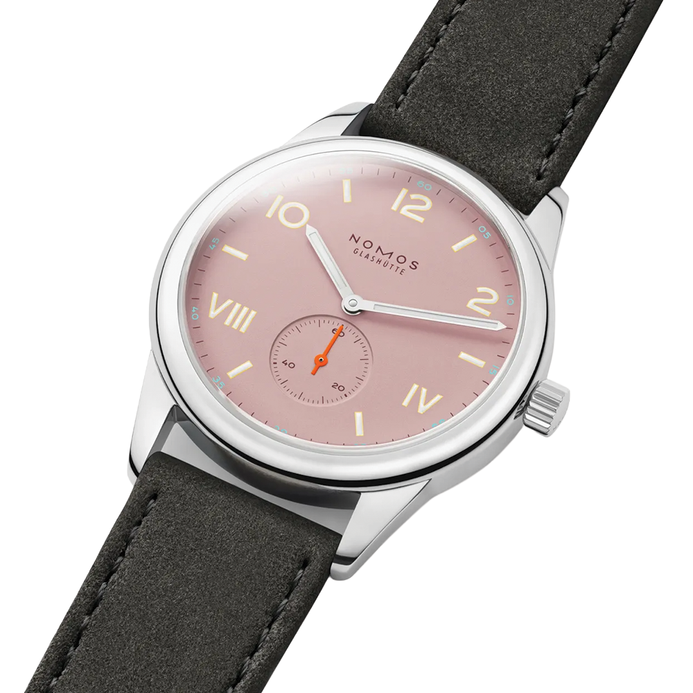 Club Campus Glass Back 38.5mm - Rose on Leather Strap