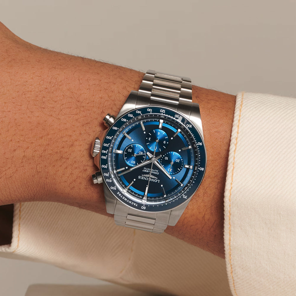 Conquest Automatic Chronograph 42mm - Blue on Bracelet