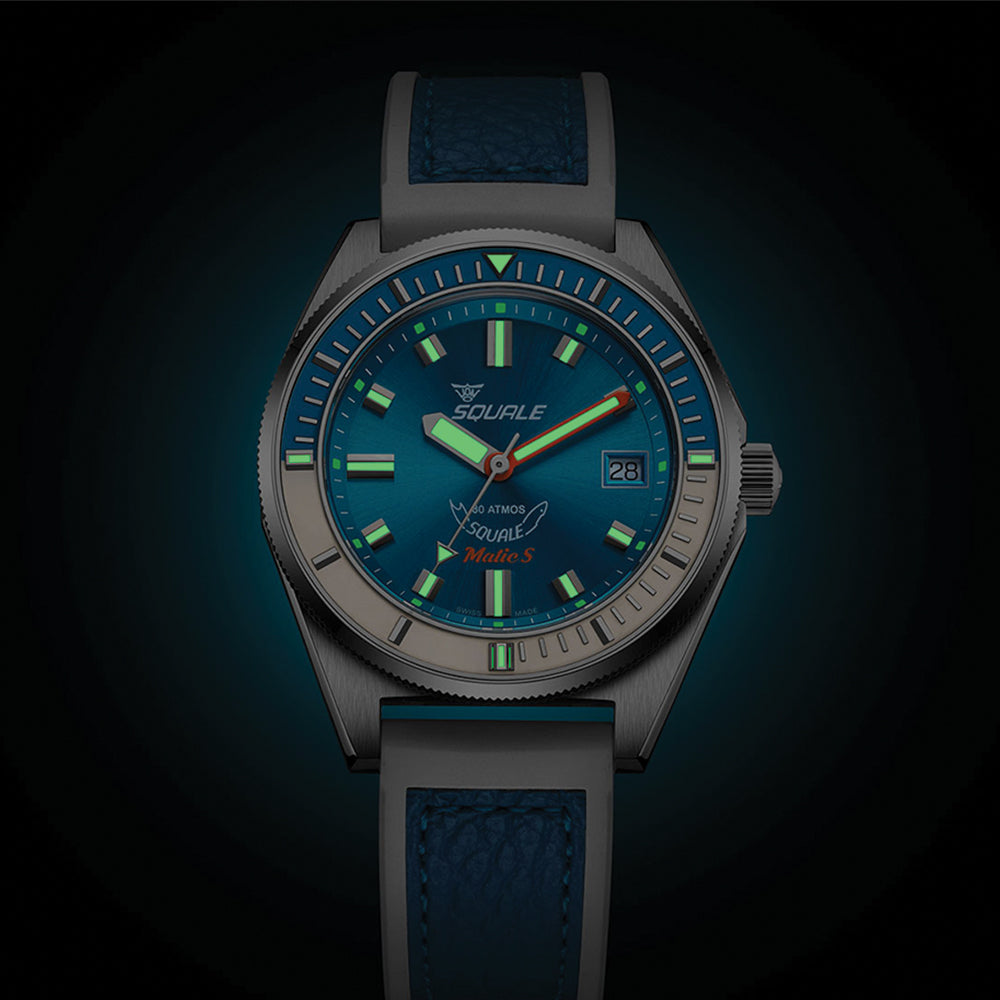 Matic S 37.8mm - Light Blue on HydroLeather Strap