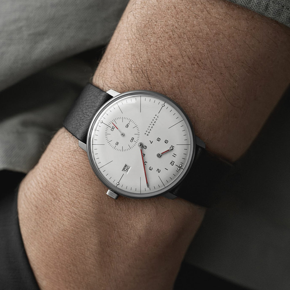Max Bill Regulator Bauhaus 40mm - White on Leather Strap