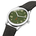 Club Campus Glass Back 38.5mm - Olive on Leather Strap