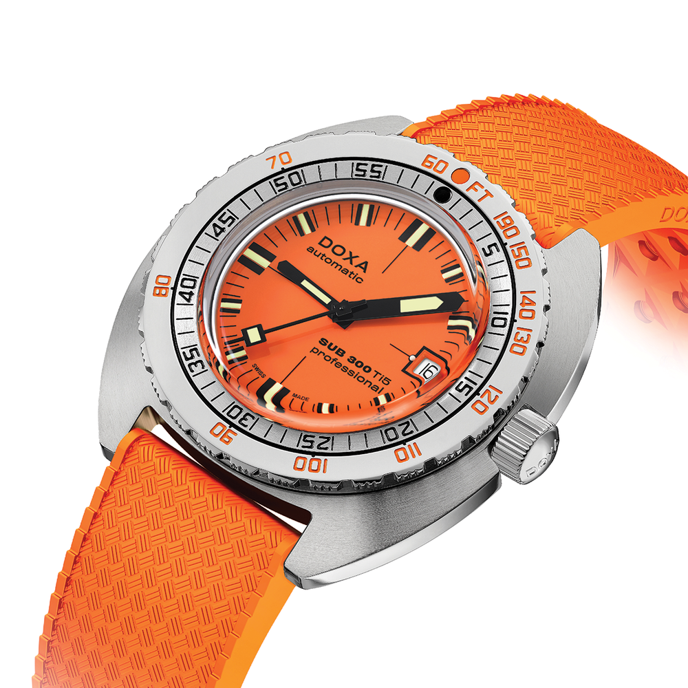 SUB 300 Ti5 42.5mm - Orange on Rubber Strap
