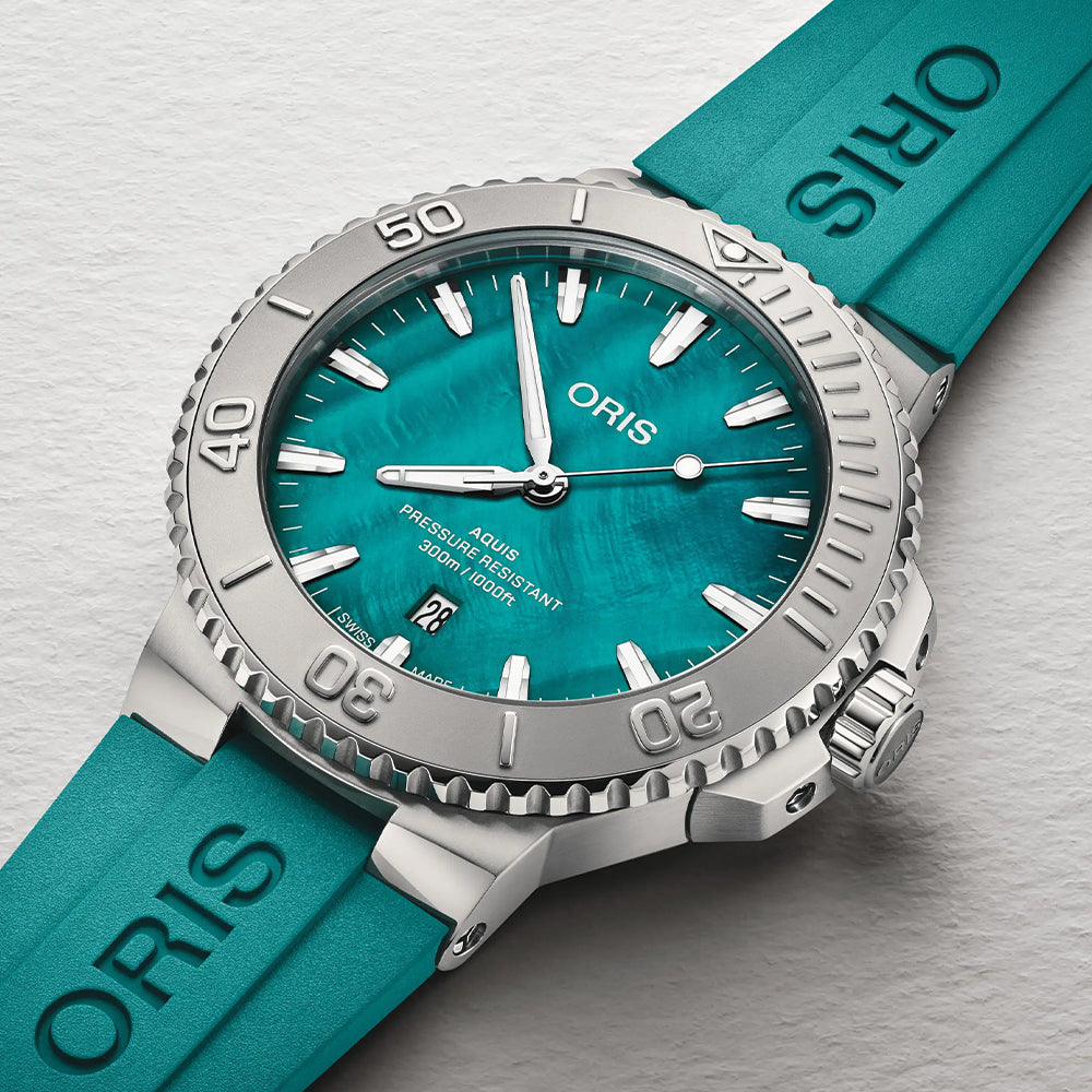 New York Harbor Limited Edition II 43.5mm - Aqua Green Mother of Pearl on Rubber Strap and Bracelet