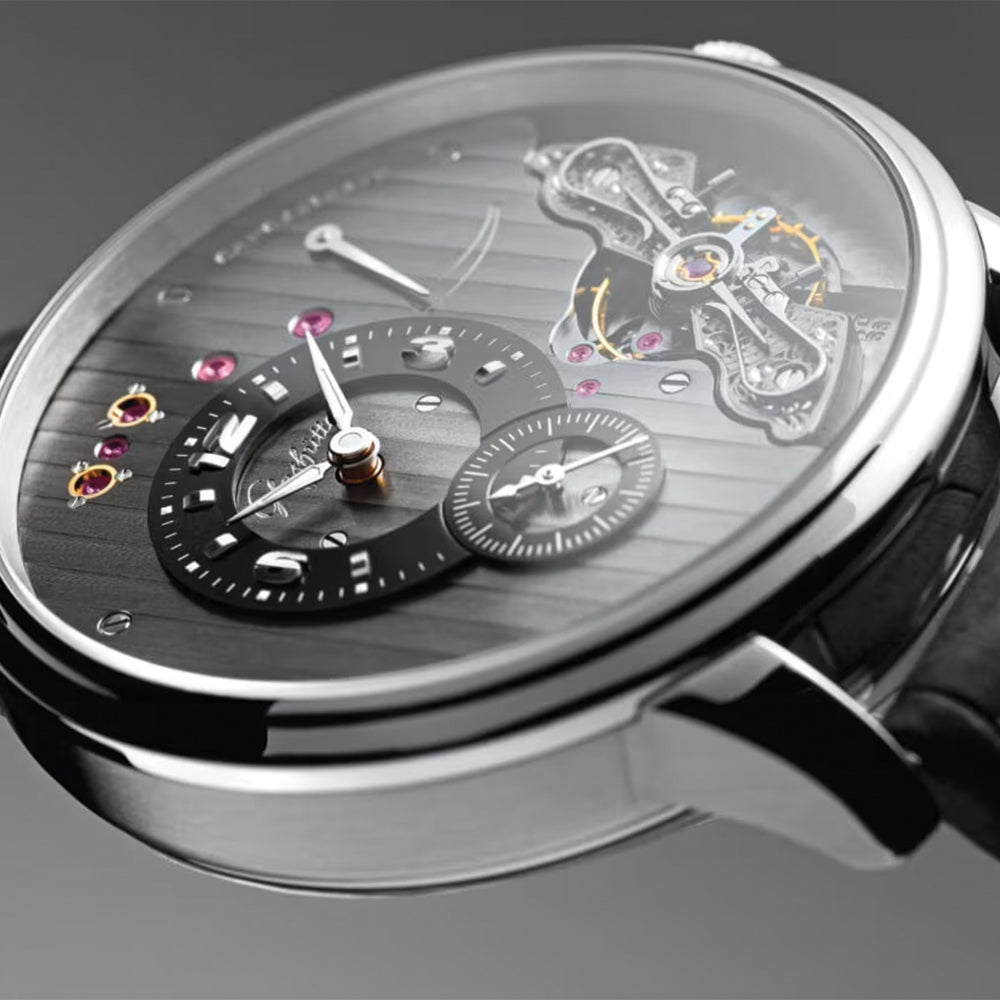 PanoInverse 42mm - Galvanized Black on Leather Strap