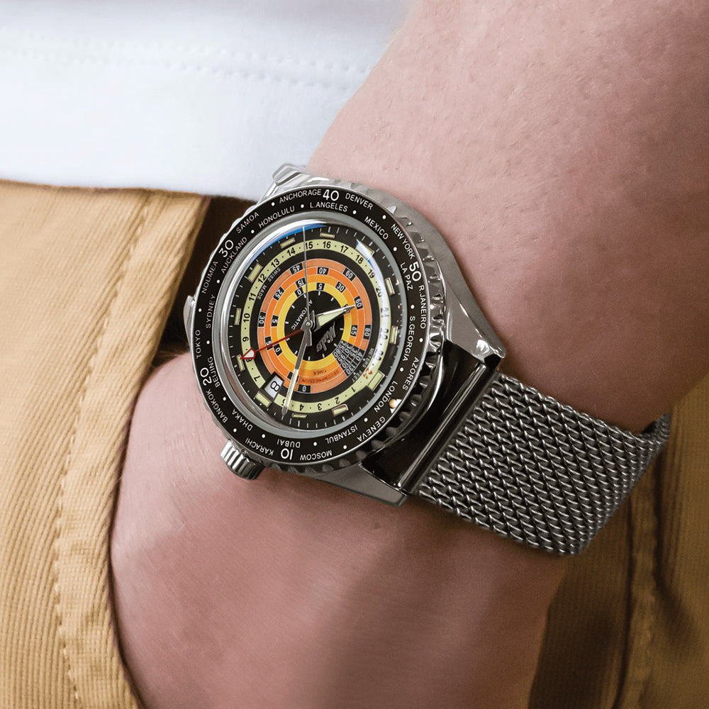 Ocean Star Decompression Worldtimer 40.5mm - Black on Rubber Strap w/ Additional Bracelet