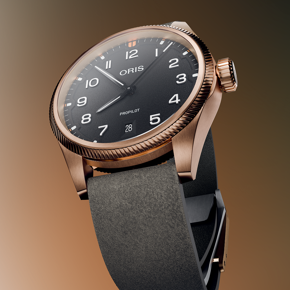 ProPilot Date Bronze 41mm - Black on Leather Strap