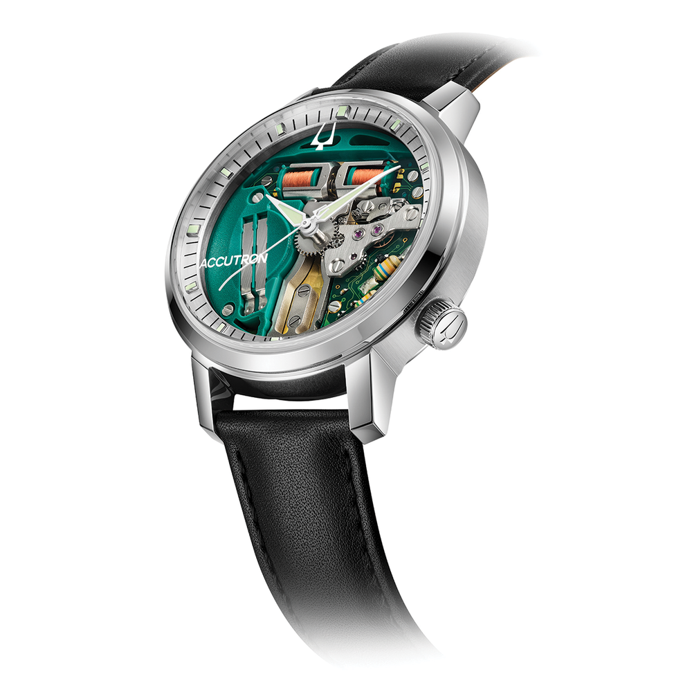 Tuning Fork Spaceview 314 39mm - Multicolored, Silver Accents on Leather Strap