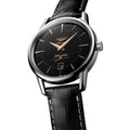 Flagship Heritage 38.5mm - Black on Leather Strap