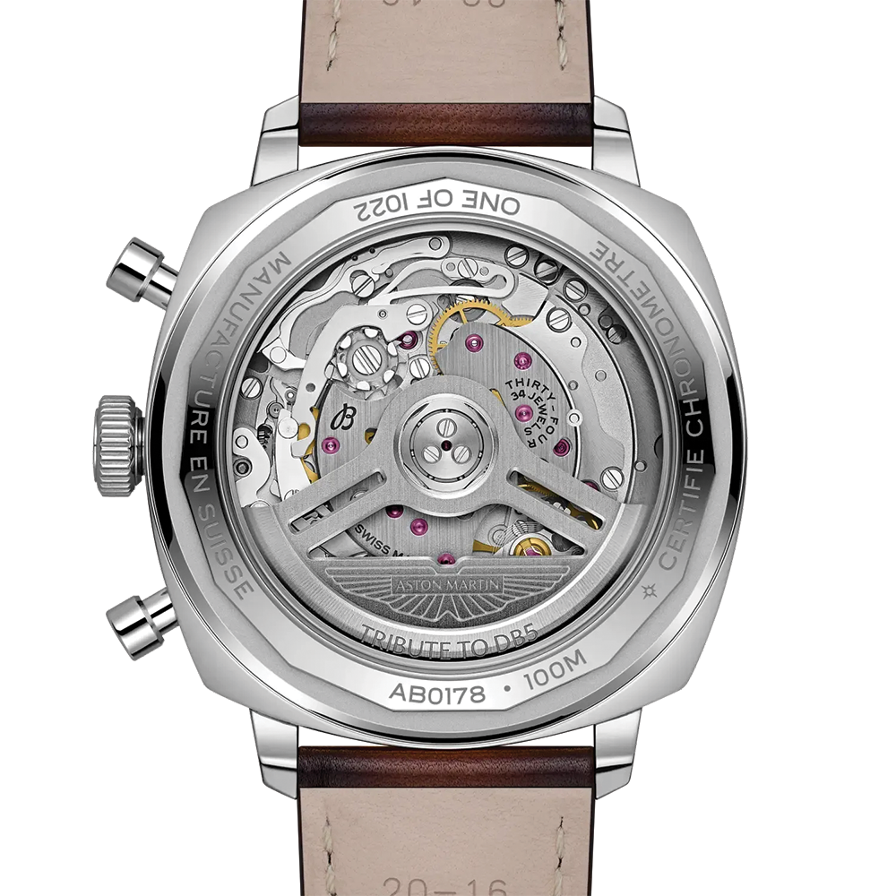 Top Time B01 Chronograph Tribute to Aston Martin DB5 41mm - Silver on Leather Strap