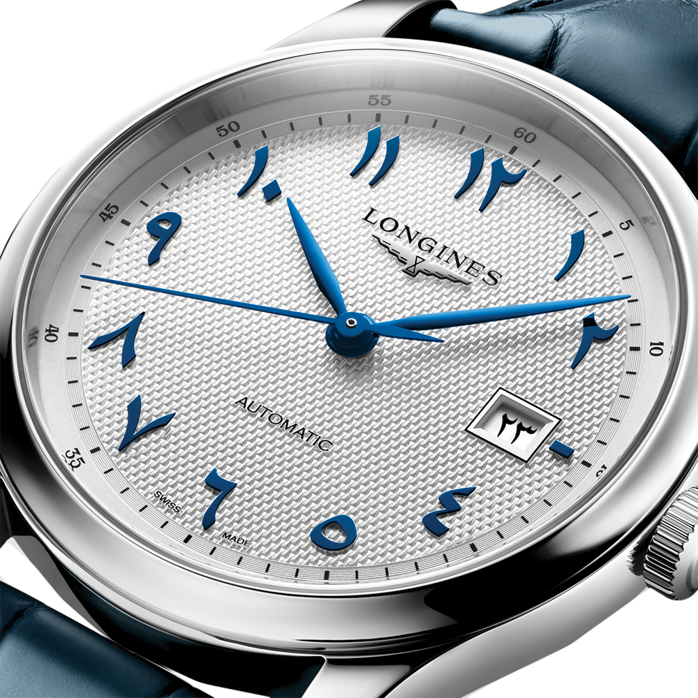 Master 41mm - Silver, Eastern Arabic Numerals on Leather Strap