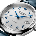 Master 41mm - Silver, Eastern Arabic Numerals on Leather Strap