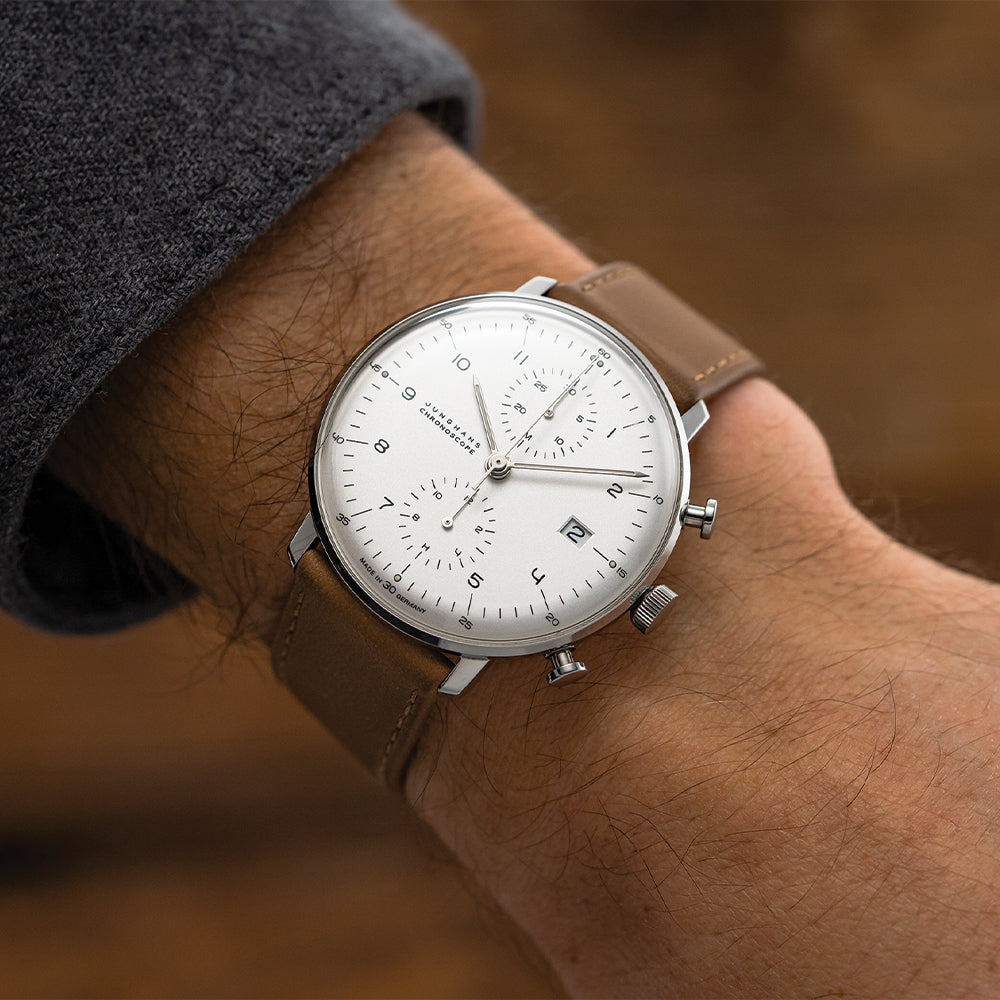 Max Bill Chronoscope - Silver on Leather Strap