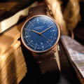 Hamburg Quartz Bronze Update 42mm - Blue on Leather Strap