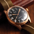 OLD SMITH Bronze No-Date 38mm - Black on Khaki x Beige Fabric Strap