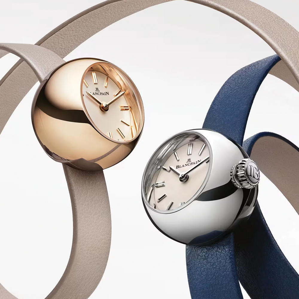 Ladybird Lady B Steel 19mm - Opaline on Blue Leather Strap