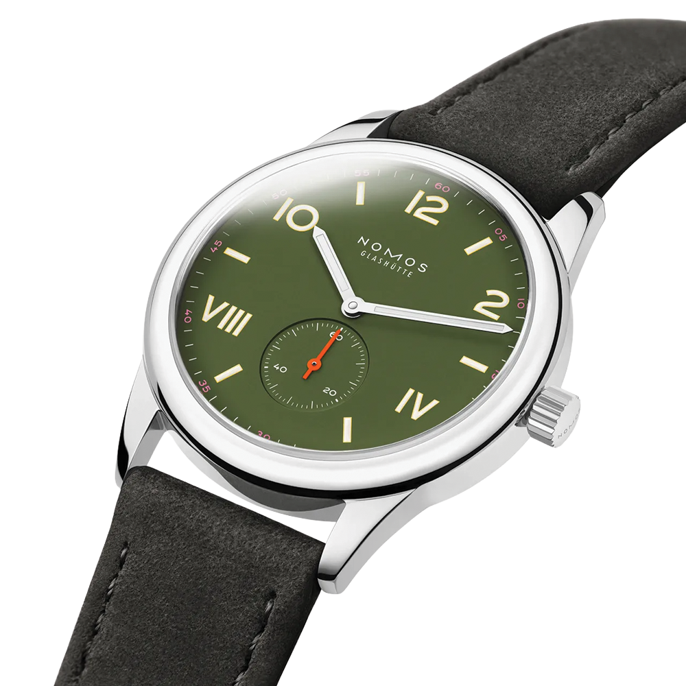 Club Campus Steel Back 38.5mm - Olive on Leather Strap