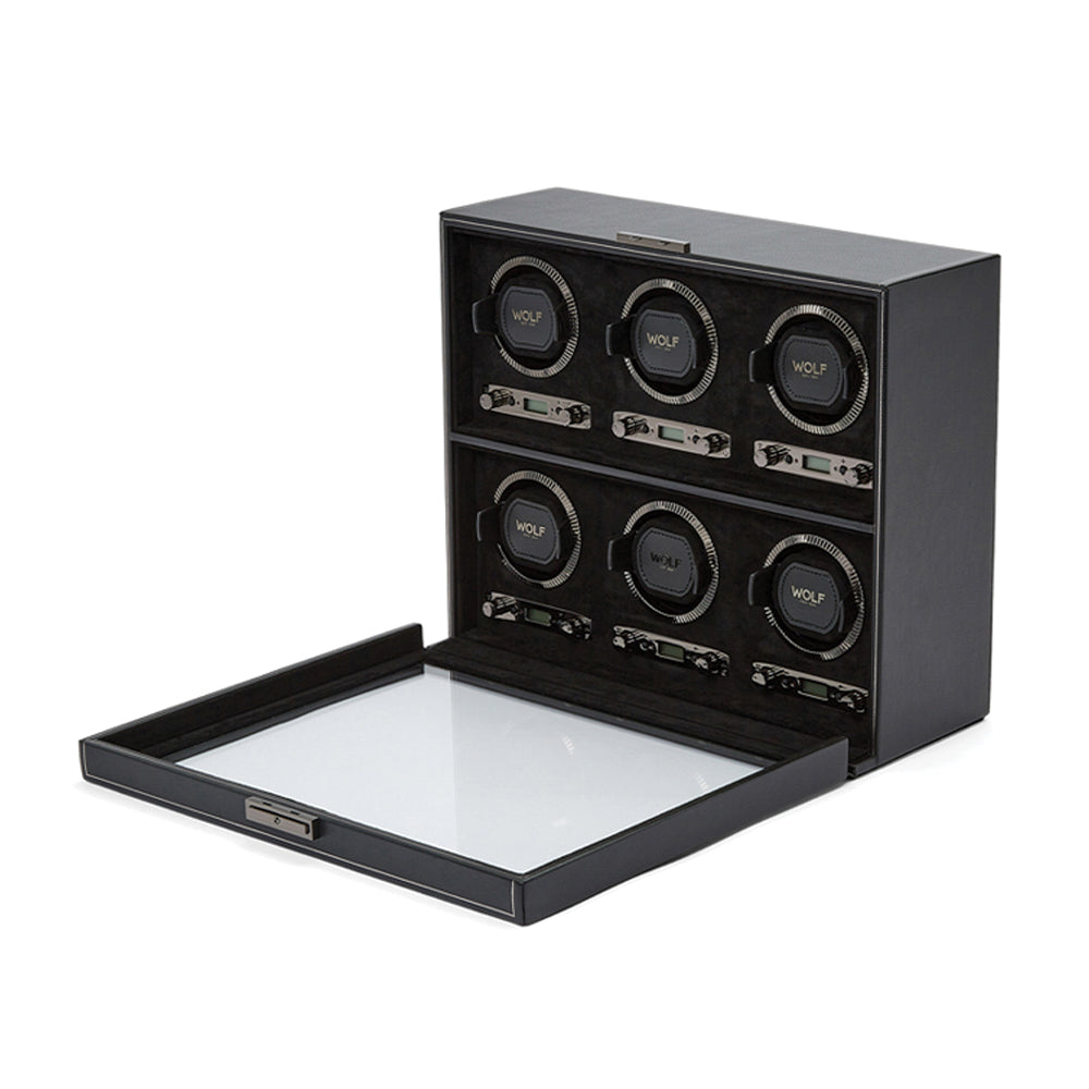 British Racing 6 Piece Watch Winder - Black
