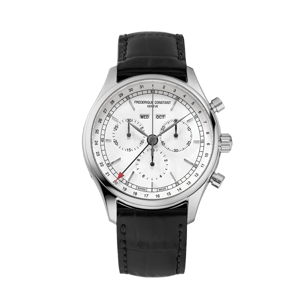 Classics Quartz Chronograph Triple Calendar 40mm - White on Leather Strap