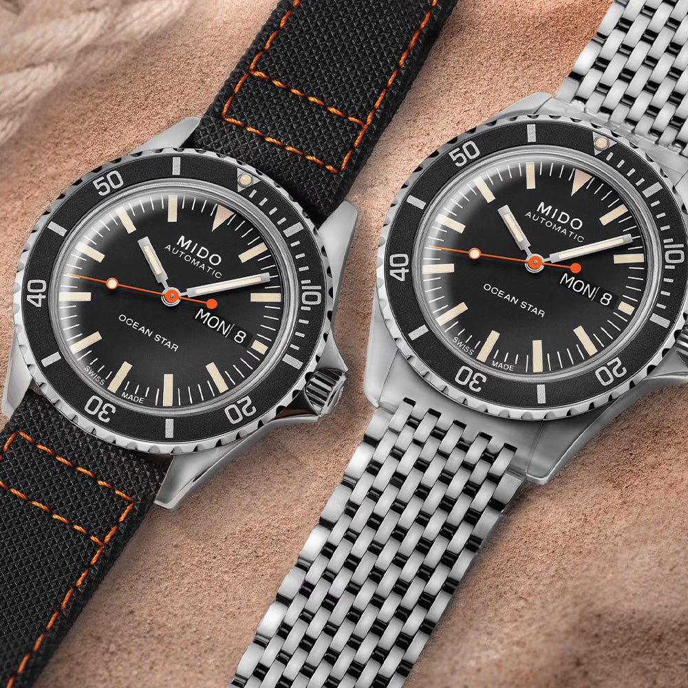 Ocean Star Tribute 40.5mm - Black on Bracelet w/ Additional Fabric Strap