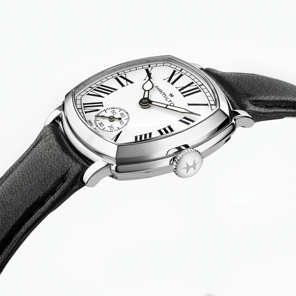 American Classic Cushion Mechanical 30mm - White on Leather Strap