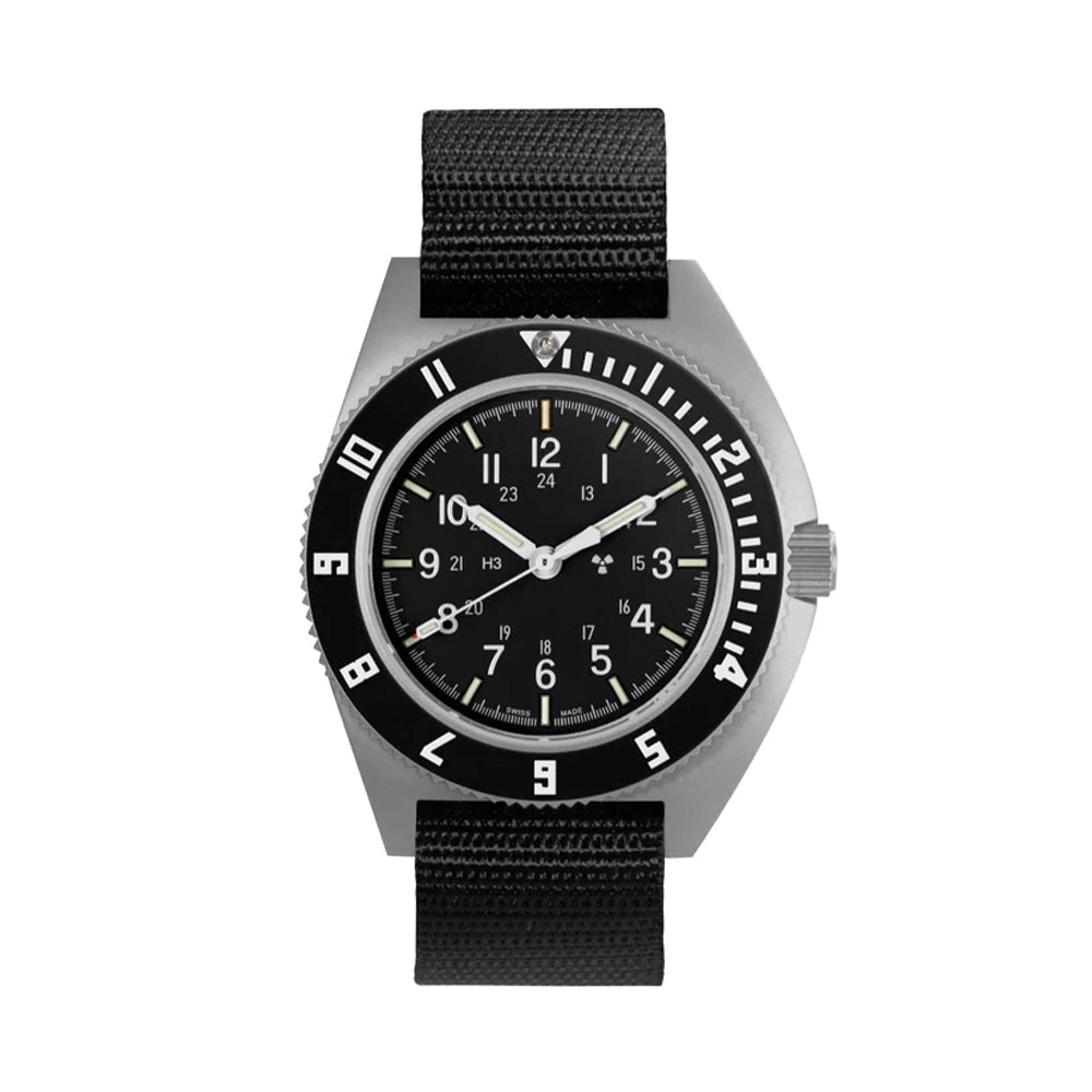 SSNAV No Date 41mm - Black on Ballistic Nylon Strap