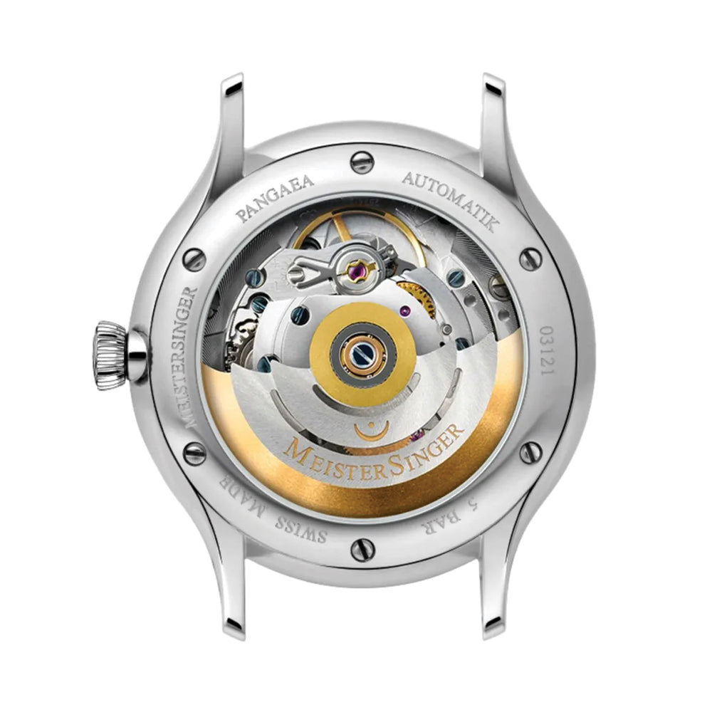 Pangaea Day Date White Dial 40mm on Cognac Croco Print Leather Strap w/ White Stitching