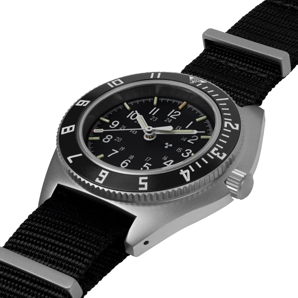 SSNAV No Date 41mm - Black on Nylon Defense Standard Strap